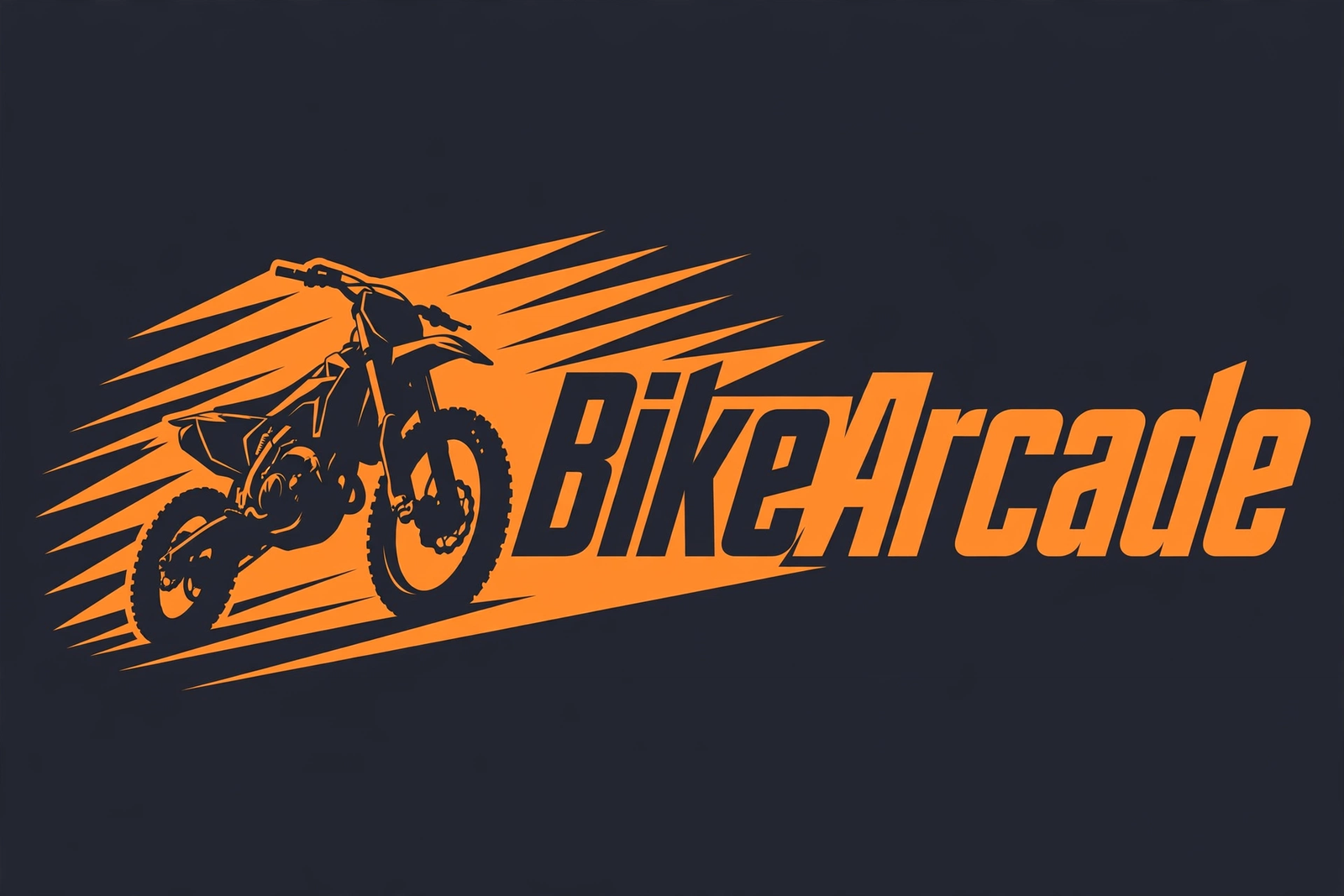BikeArcade logo - dirt bike with speed lines